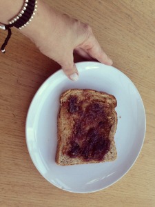 Casper enjoyed his jam on toast despite the toffee-like texture.